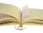 handgeschept fotoboek, middel, bloemen op creme